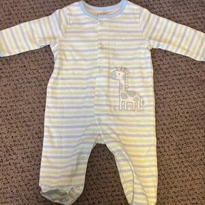 Little Me Pastel Striped Footie with Giraffe